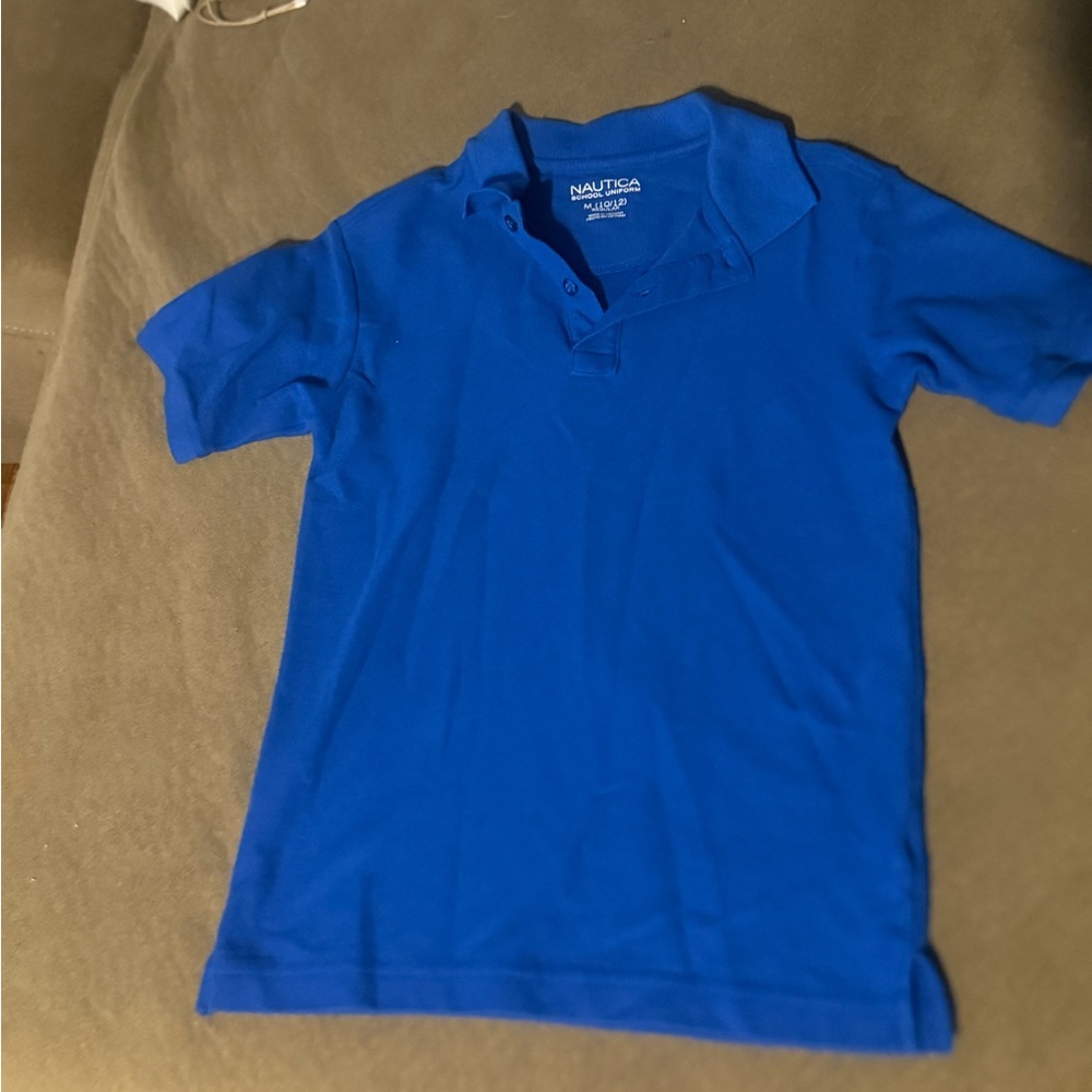 Nautica Blue Polo Shirt Classic Knit Short Sleeve